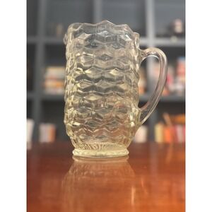 Vintage Indiana Glass Cubist‎ Colony Whitehall Clear Water Pitcher 8"